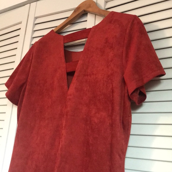 Faux Suede Burnt Orange Dress by Skies Are Blue - Picture 8 of 11